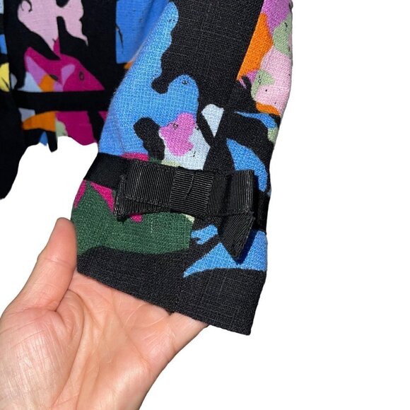 Moschino Cheap And Chic Womens Blazer Size 6 Black Bow Accent Fish Print Cotton - Picture 4 of 15